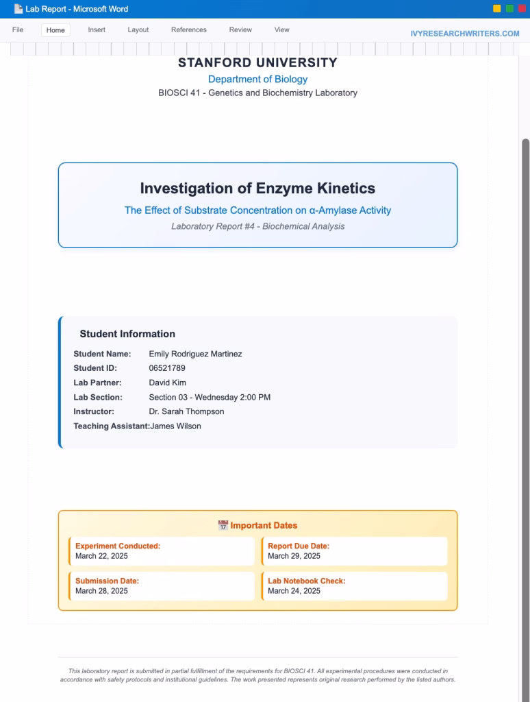 Lab Report Title Page