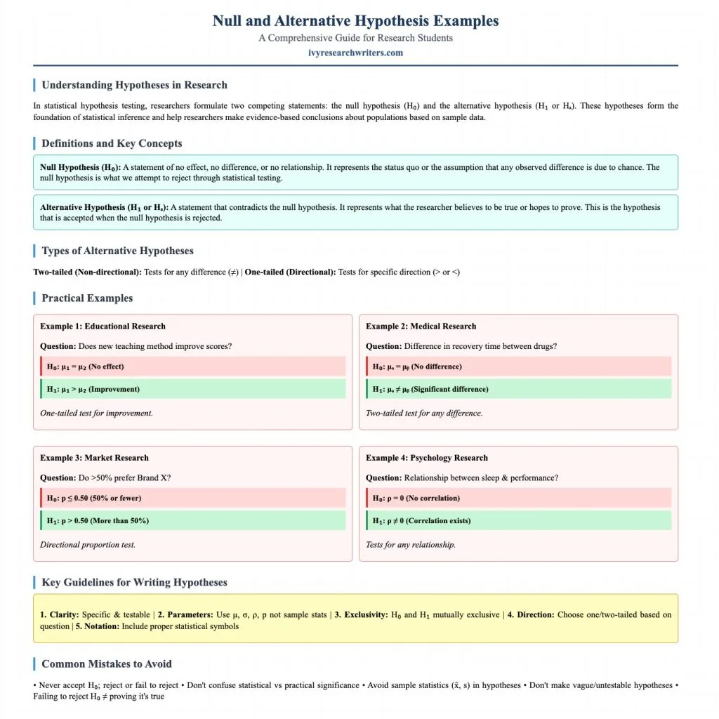 Null and Alternative Hypothesis Examples