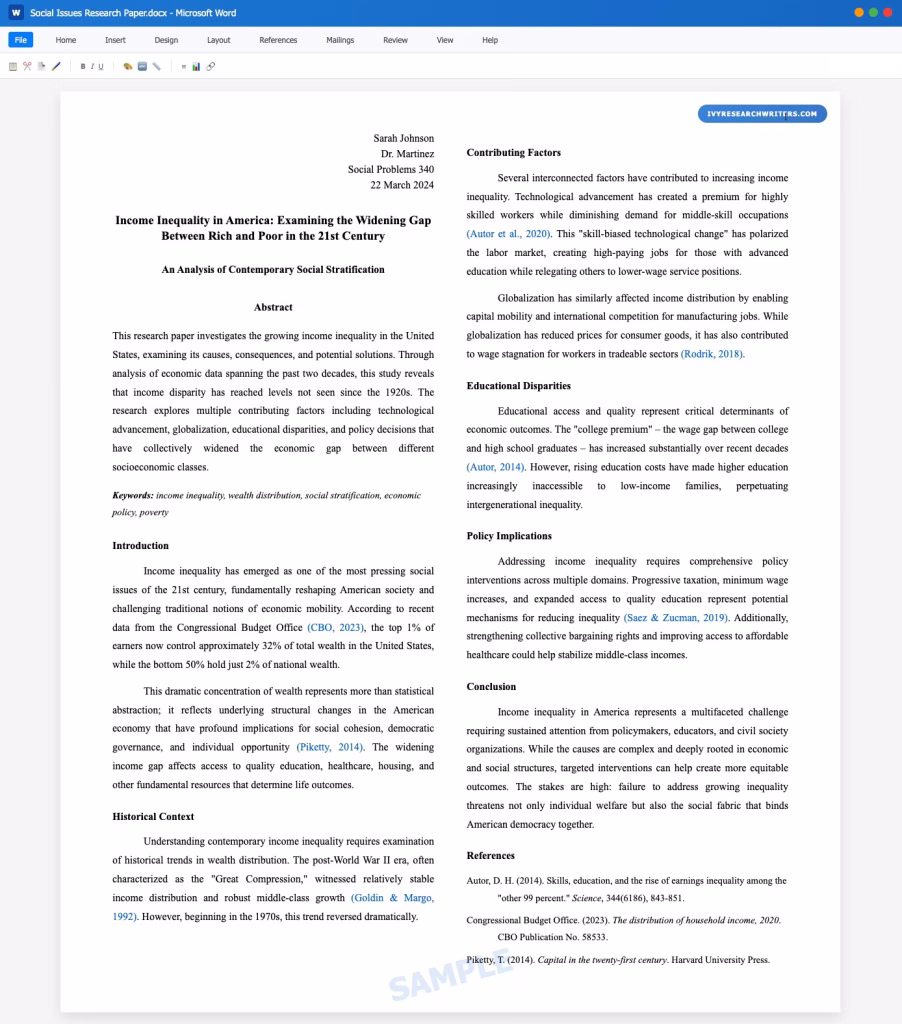 Examples Of Social Issues Research