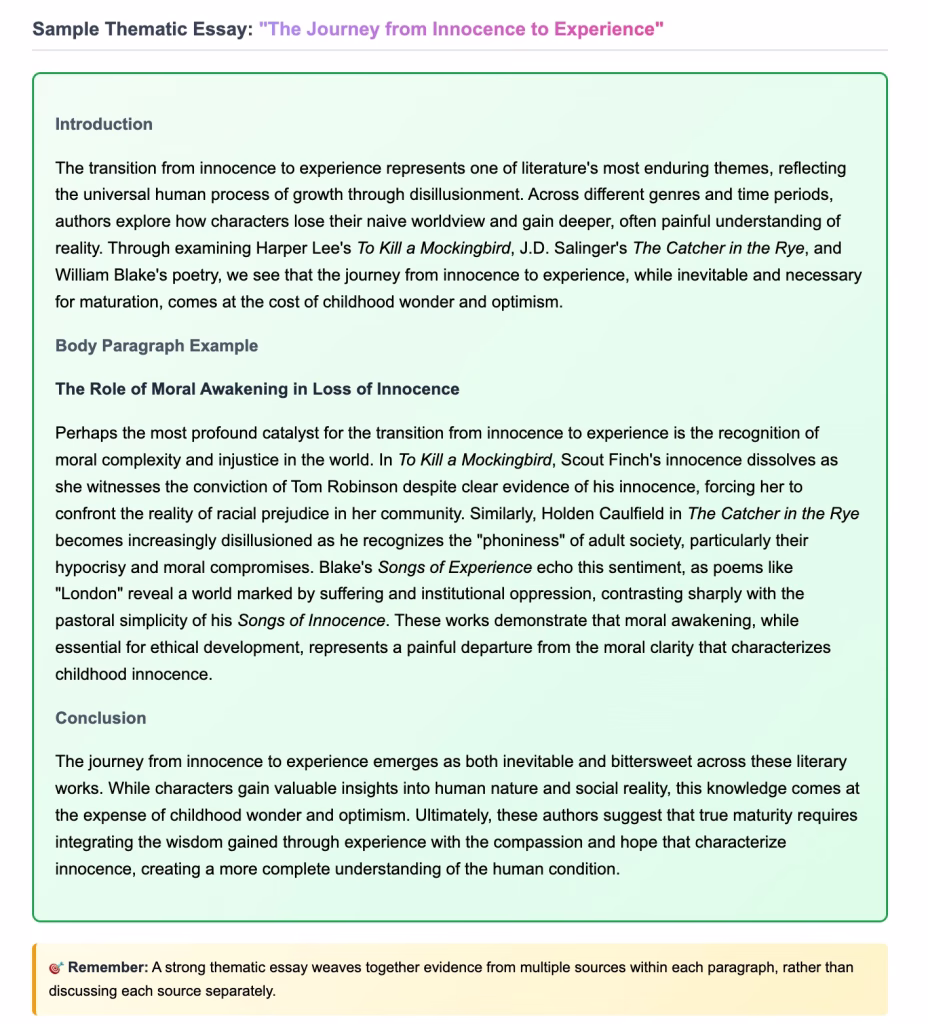 Sample Thematic Essay